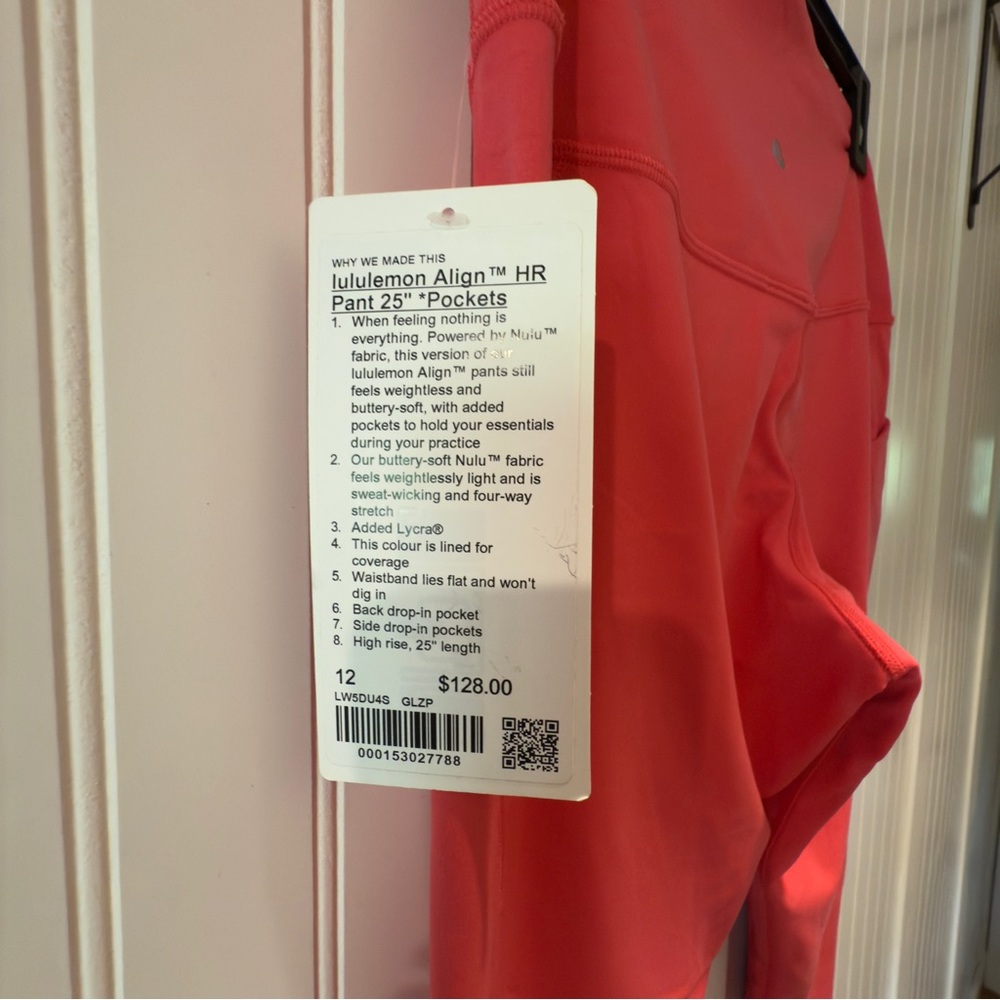 NWT Lululemon Align High-Rise pant w/Pockets 25" in Glaze Pink - Picture 5 of 5